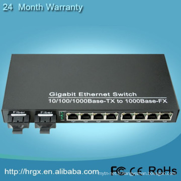commutateur de fibre 8 ports sfp + 2 ports RJ45 de commutateur de réseau professionnel